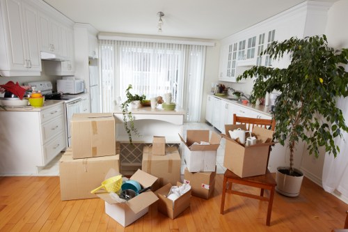 Packing boxes and furniture for a Whitechapel relocation