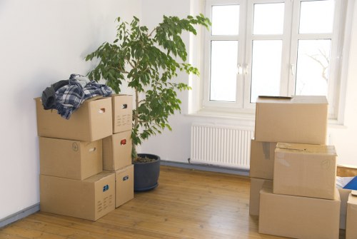 Packed moving boxes ready for Whitechapel house removals