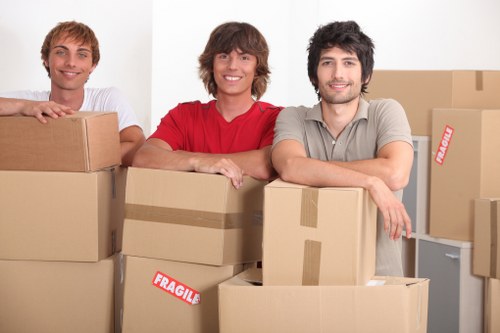 Packed boxes prepared for student removals in Whitechapel