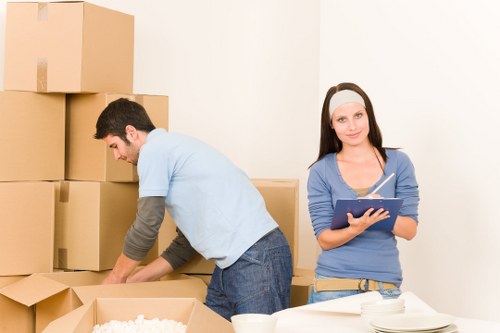 Packed moving boxes ready for removals in Whitechapel