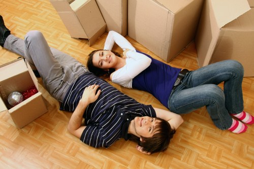 Prepared moving boxes and household items ready for transport in Whitechapel